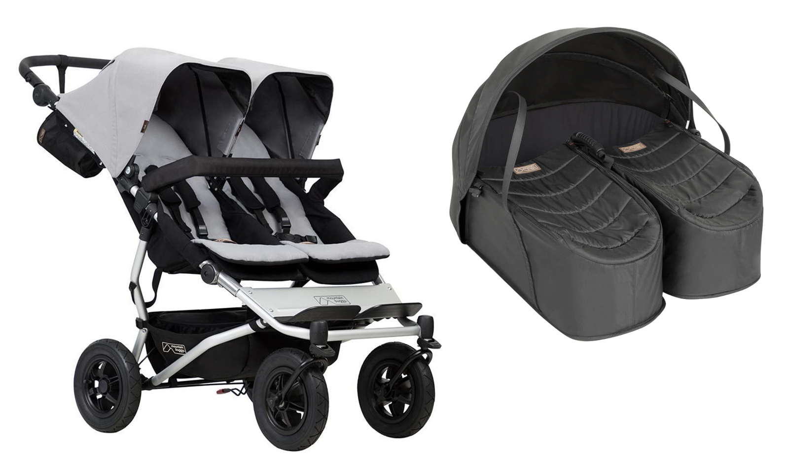 Mountain Buggy Duet Silver Black Cocoon Twins Direct 4 Baby