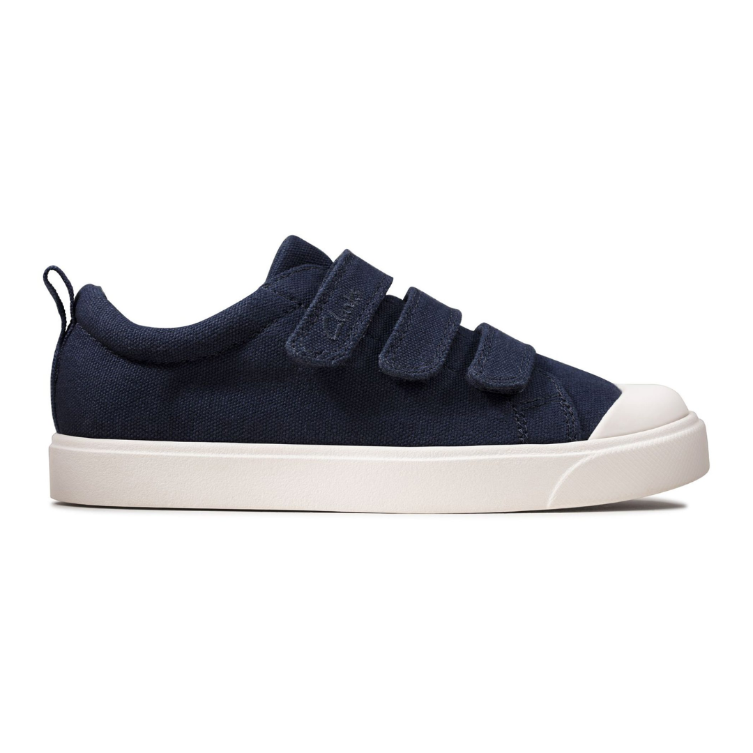 Clarks City Bright Kids Shoes | Navy Canvas