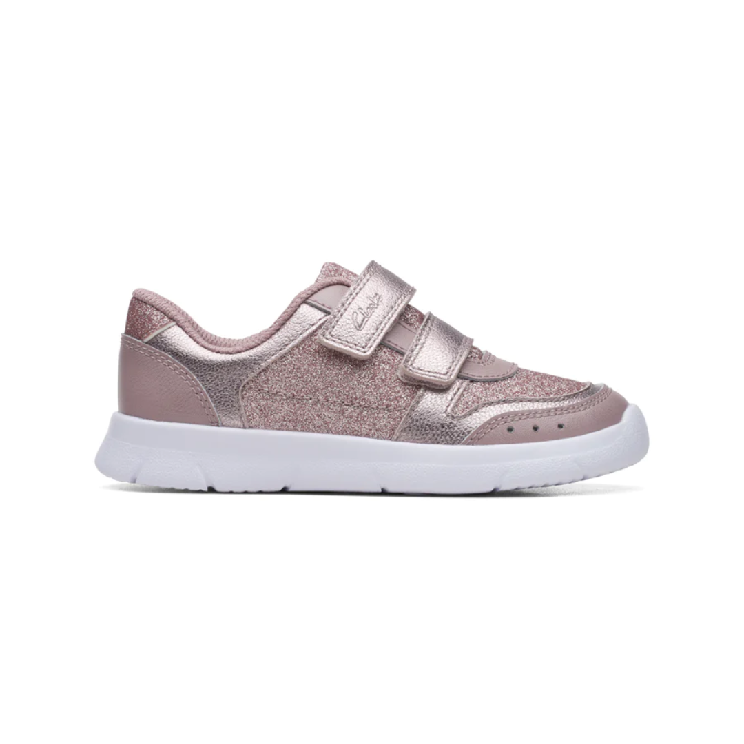 Clarks Ath Sonar Kids Trainers | Pink Sparkle Leather