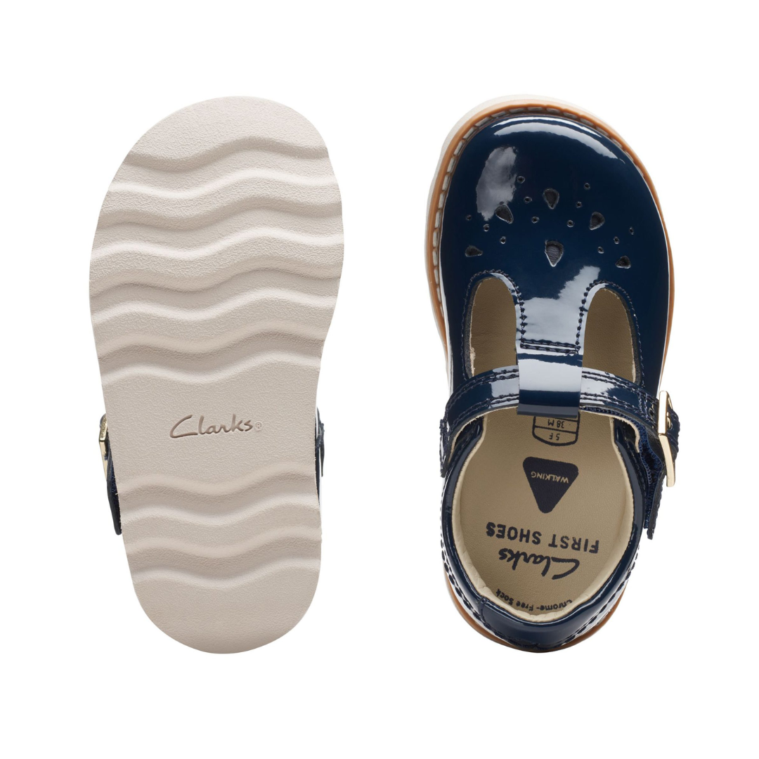 Clarks Crown Print Toddler Shoes | Navy Patent 