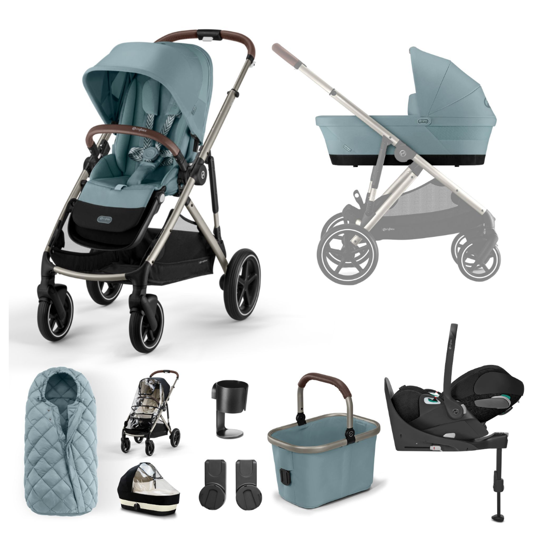 Cybex Gazelle Luxury Bundle with Cloud T Car Seat - Sky Blue/Taupe (2023)