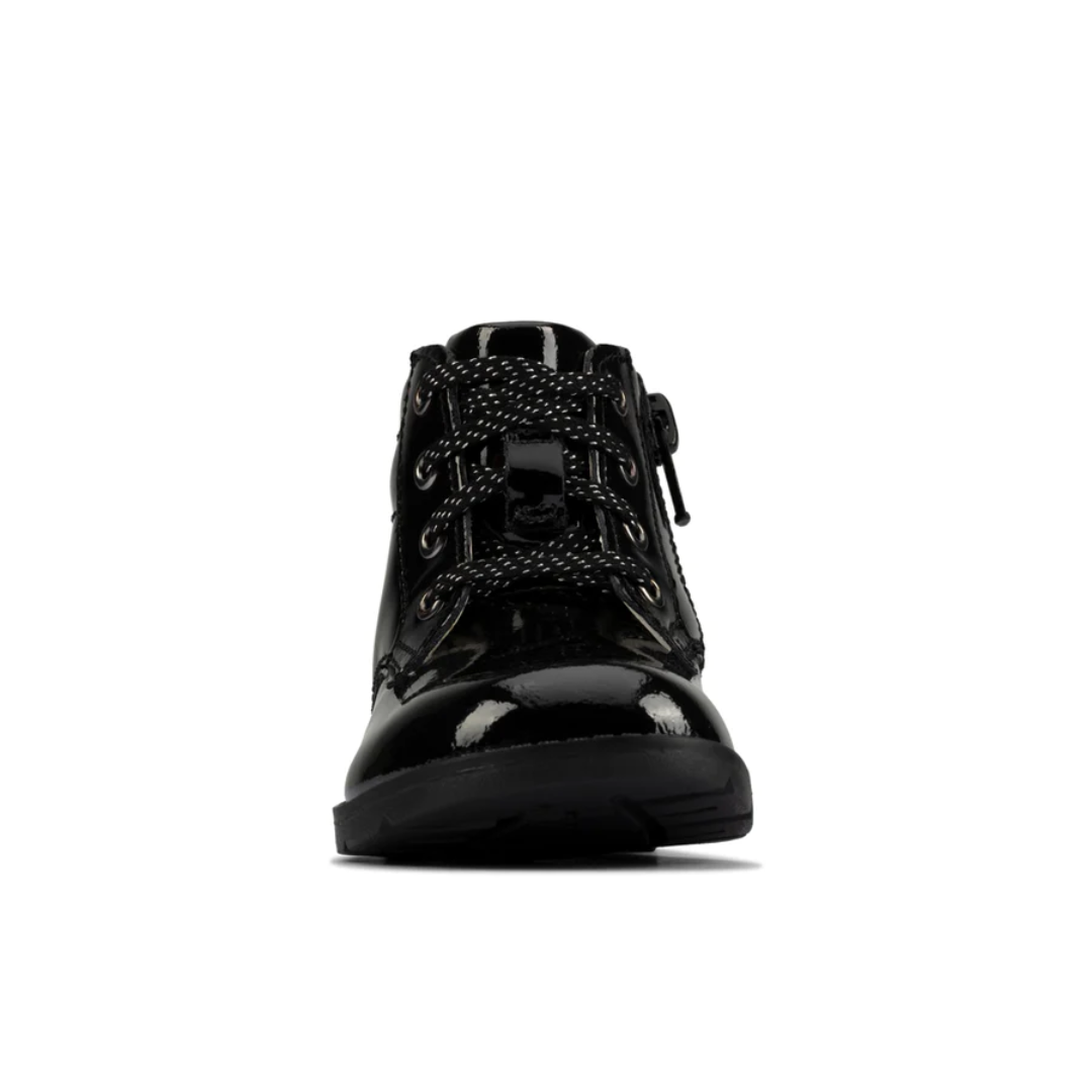 Clarks Dabi Lace Toddler Boots | Black Patent