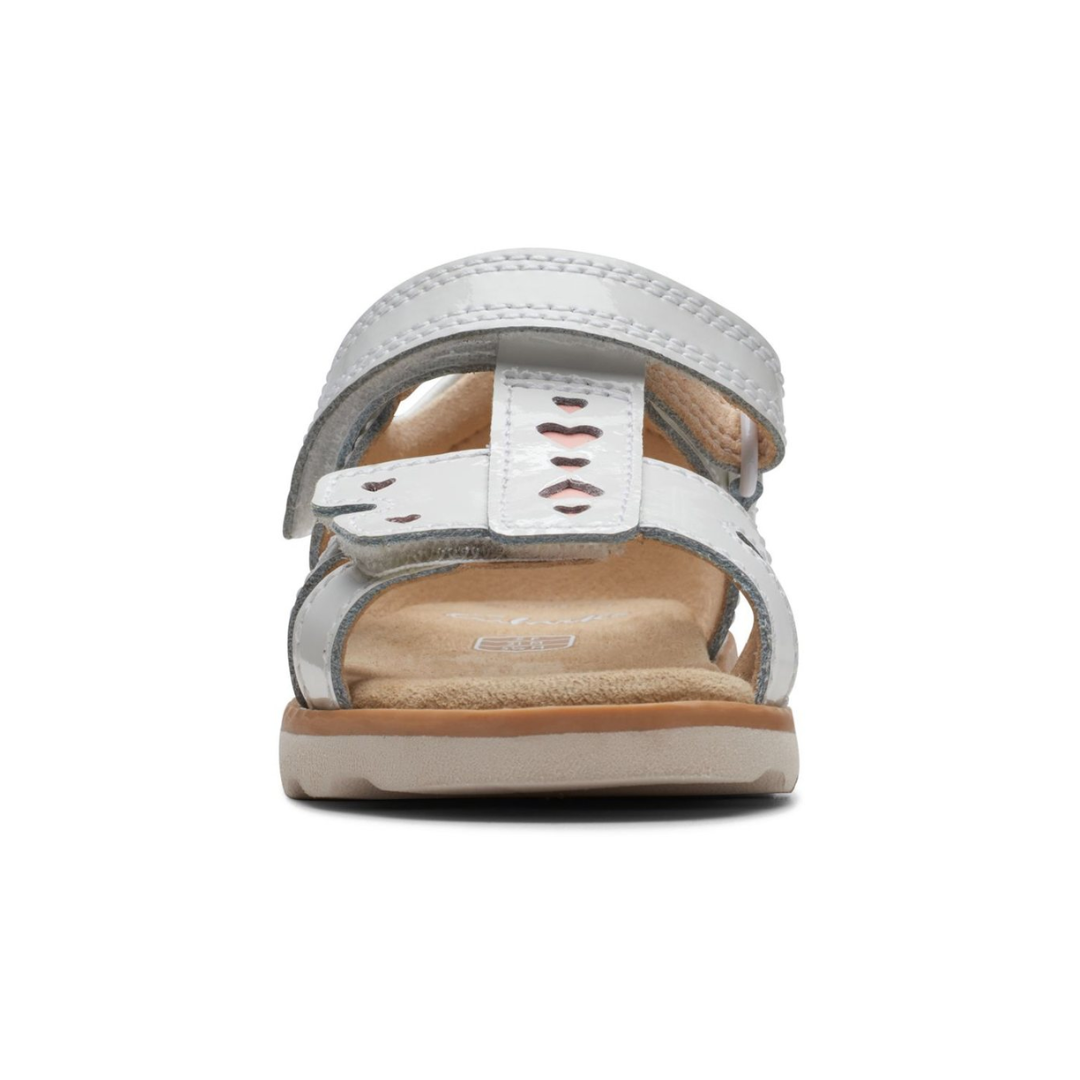 Clarks Crown Beat Toddler Sandals | White Patent 