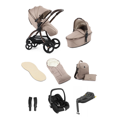 Egg 3 Stroller Luxury Travel System with Maxi-Cosi Cabriofix i-Size Car Seat | Houndstooth Almond