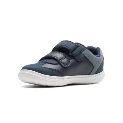 Clarks Flash Band Kids Shoes | Navy Leather 