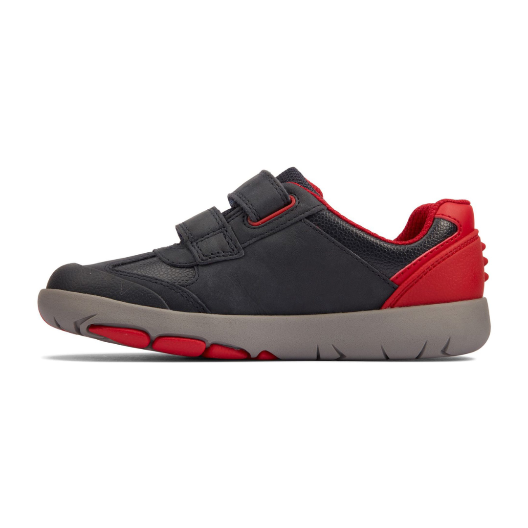 Clarks Rex Play Kids Shoes | Navy/Red Leather 