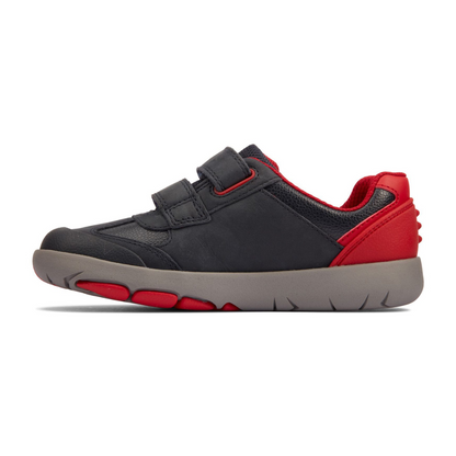 Clarks Rex Play Kids Shoes | Navy/Red Leather 