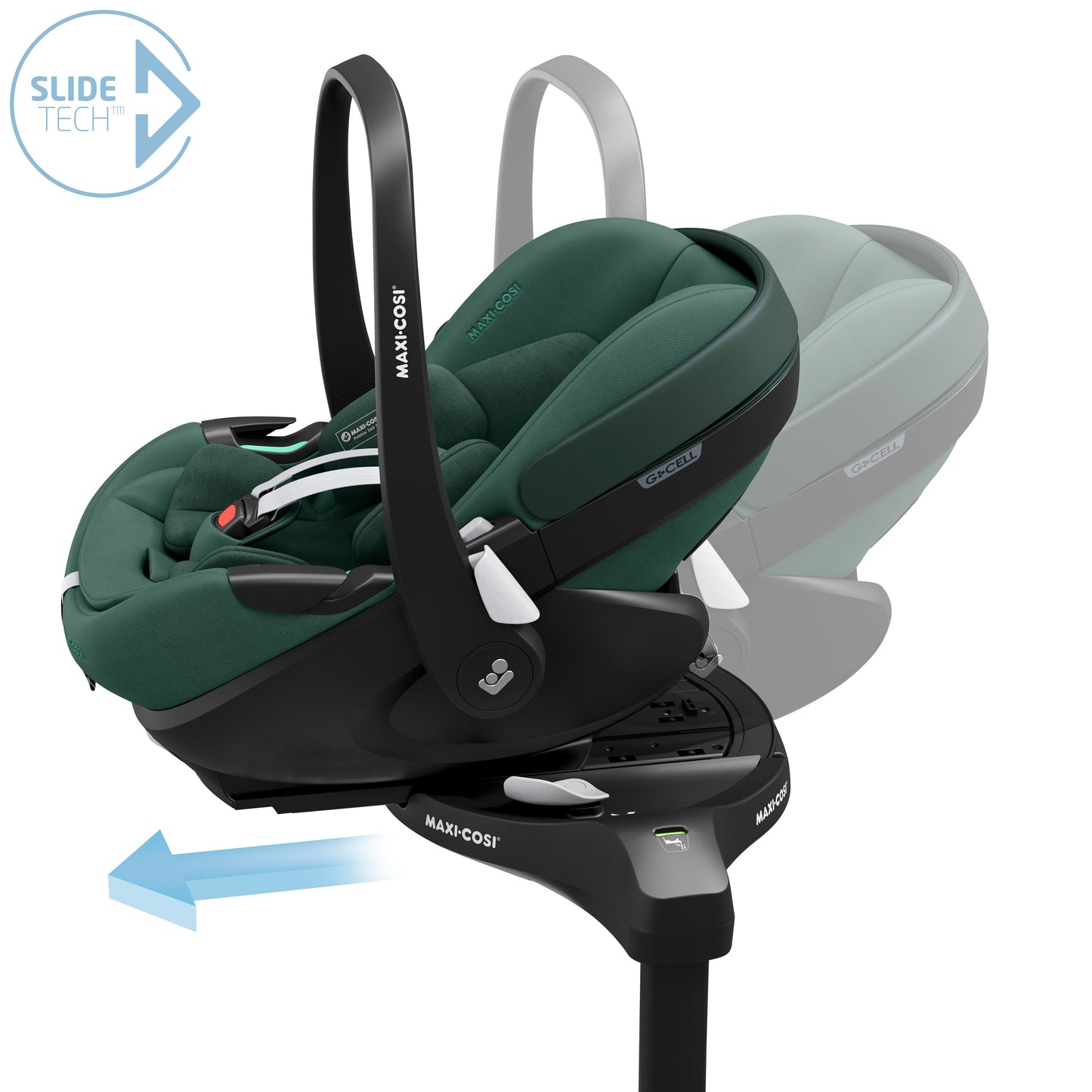 Maxi Cosi Pebble 360 Pro Car Seat, FamilyFix Pro Base & Footmuff | Essential Green