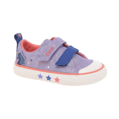 Clarks Foxing Play Toddler Shoes | Purple Canvas
