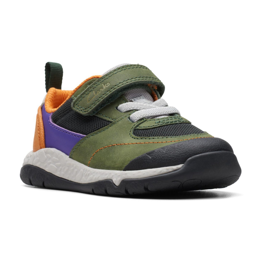 Clarks Steggy Stride Toddler Trainers | Green Combi