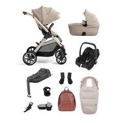 Silver Cross Reef Pushchair, First Bed Carrycot & Dream i-Size Ultimate Pack with Maxi-Cosi Cabriofix - Stone