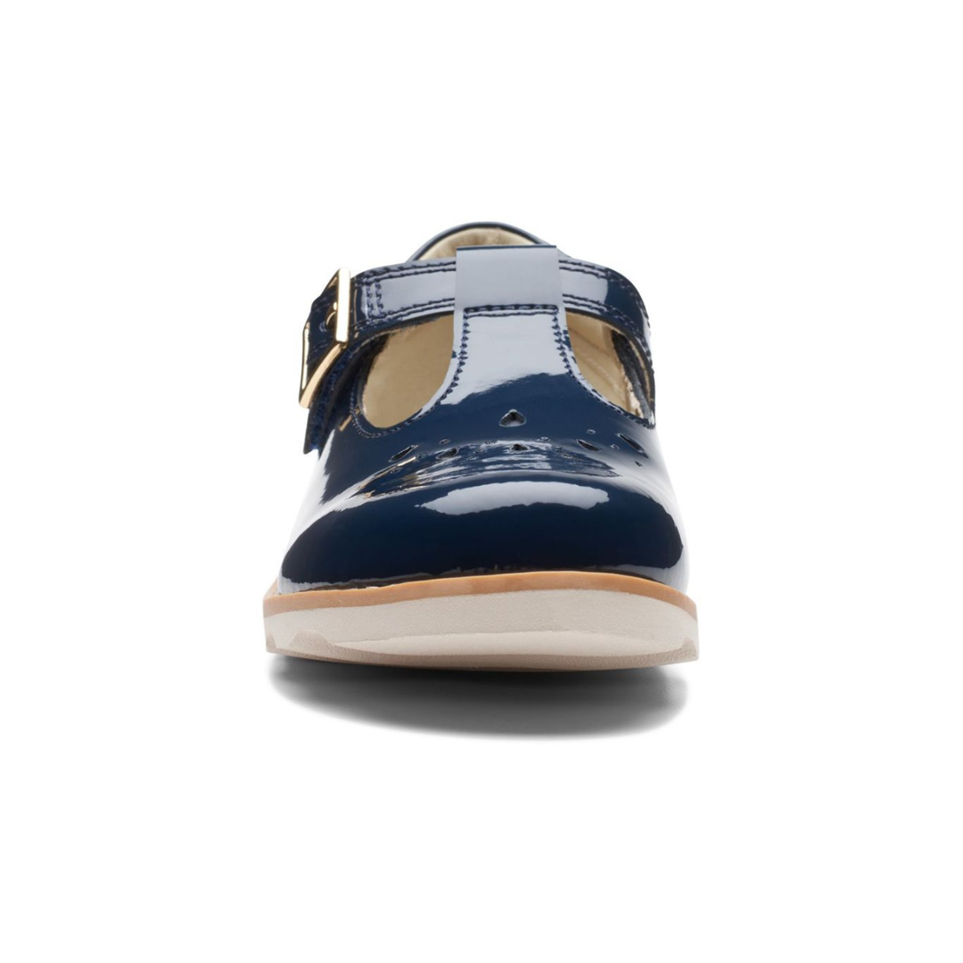 Clarks Crown Print Kids Shoes | Navy Patent