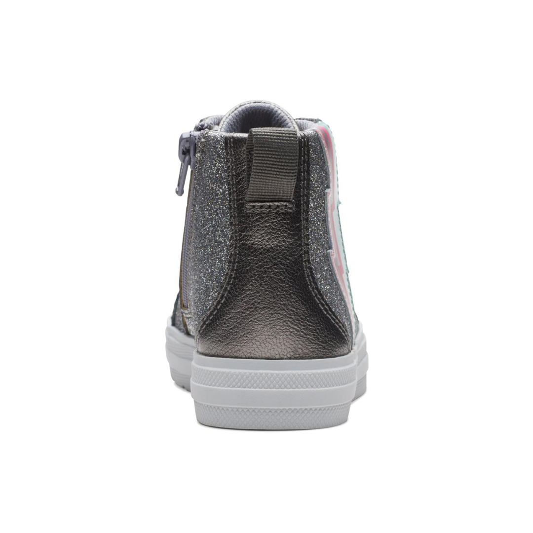 Clarks Nova Light Kids Shoes | Gun Metal Leather 