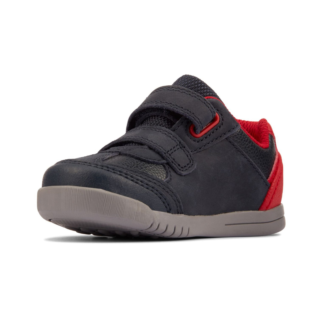Clarks Rex Play Toddler Shoes | Navy/Red Leather