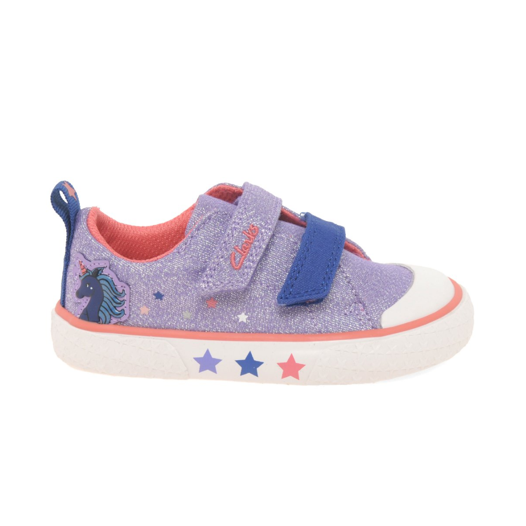 Clarks Foxing Play Toddler Shoes | Purple Canvas