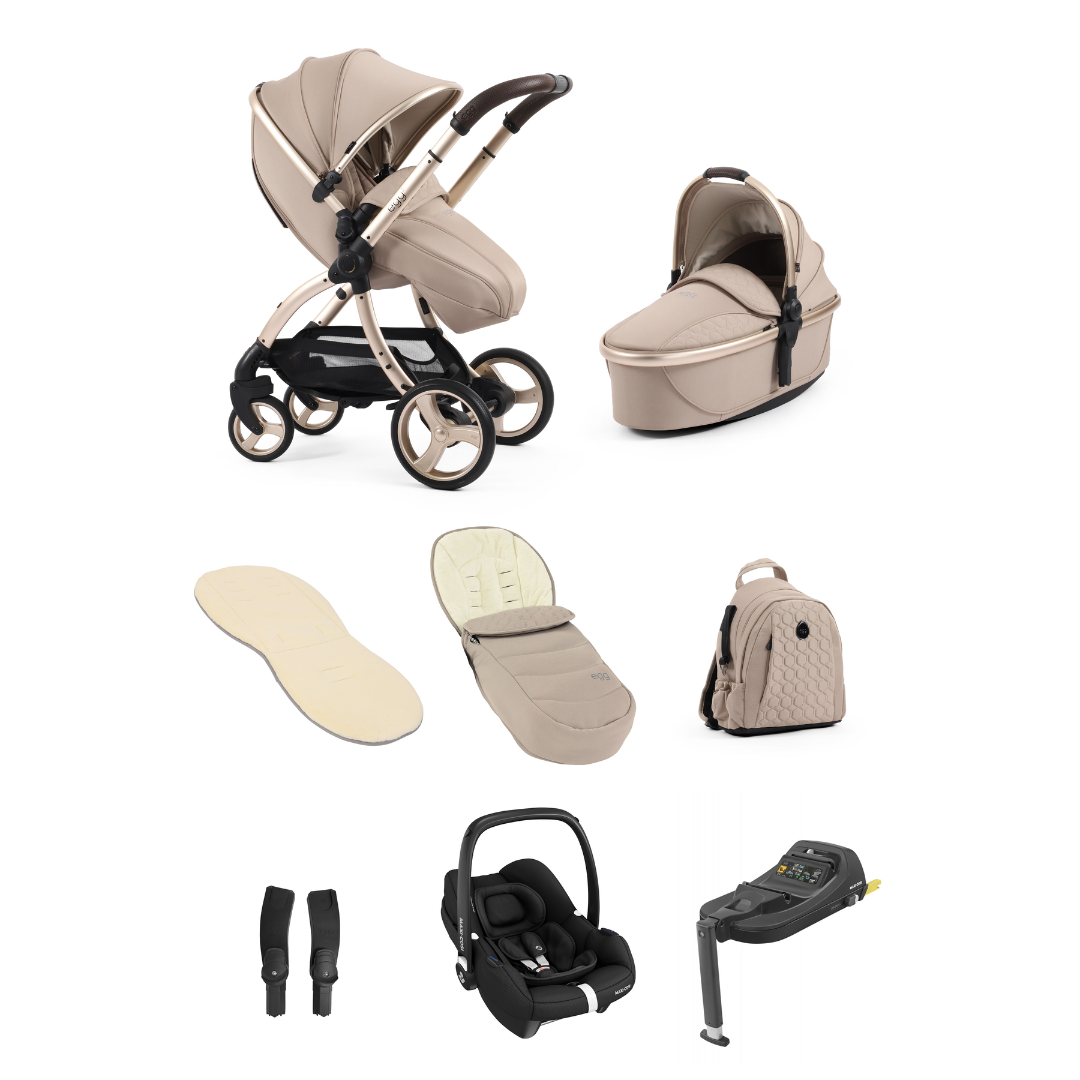 Egg 3 Stroller Luxury Travel System with Maxi-Cosi Cabriofix i-Size Car Seat | Feather