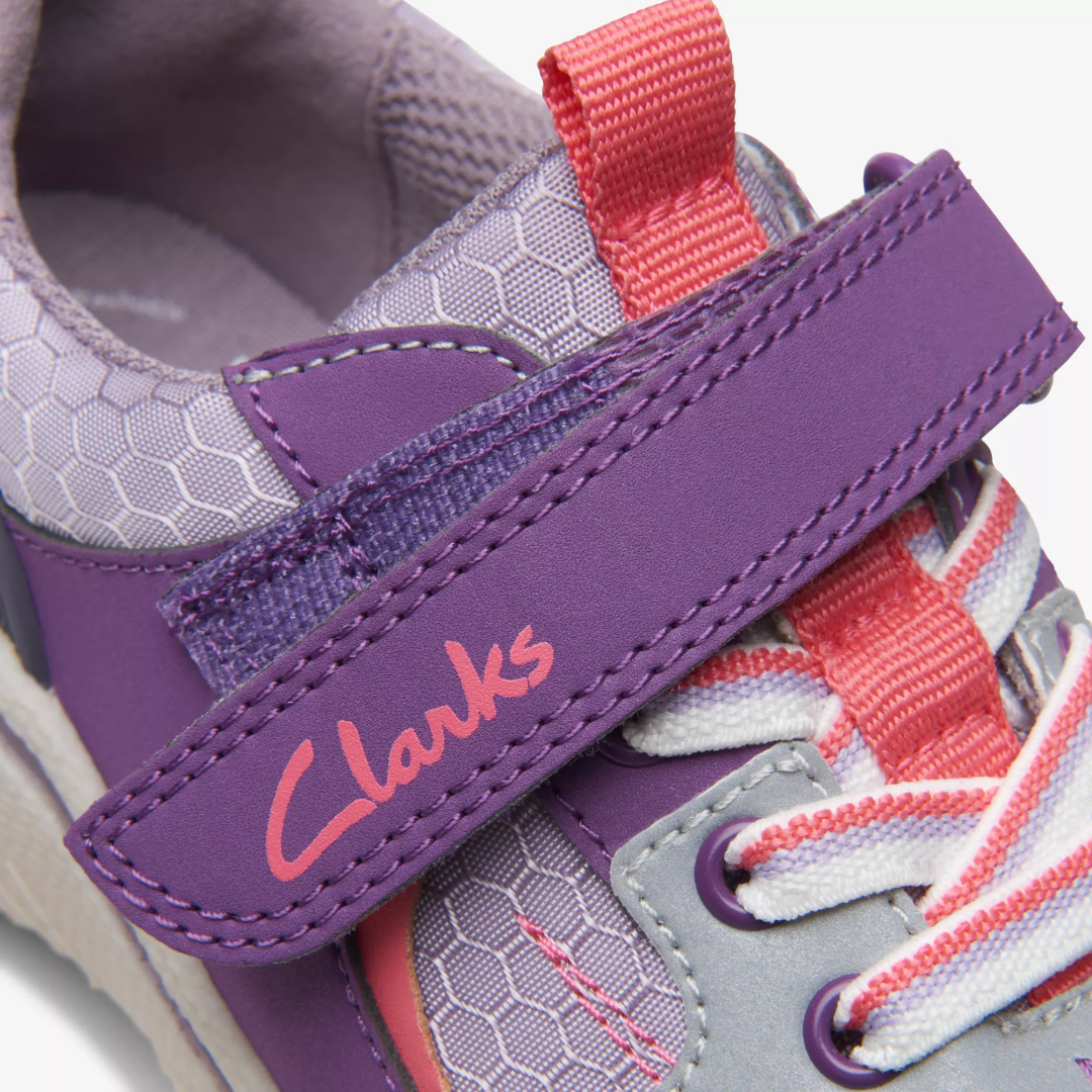 Clarks Feather Jump Kids Trainers | Purple Combi