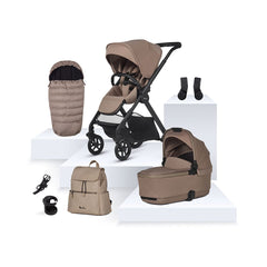 Silver Cross Reef 2 Pushchair, First Folding Carrycot and Accessory Set - Mocha