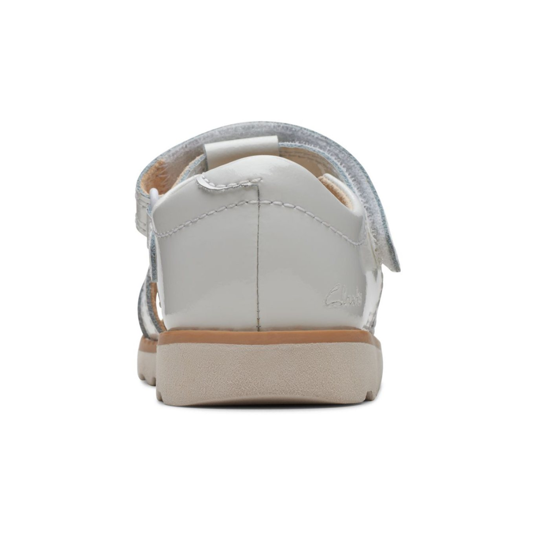 Clarks Crown Beat Toddler Sandals | White Patent 