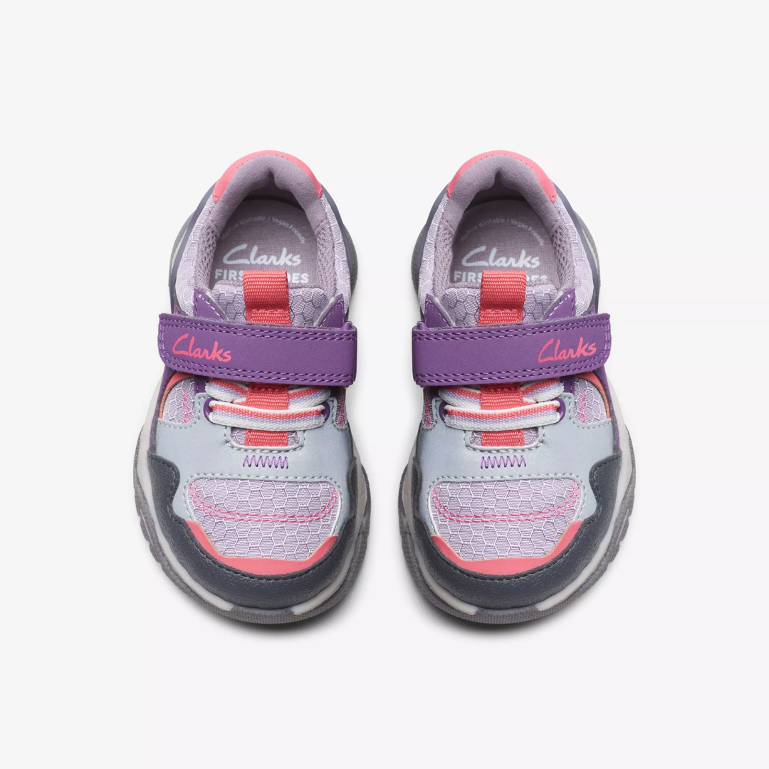 Clarks Feather Jump Todder Trainers | Purple Combi