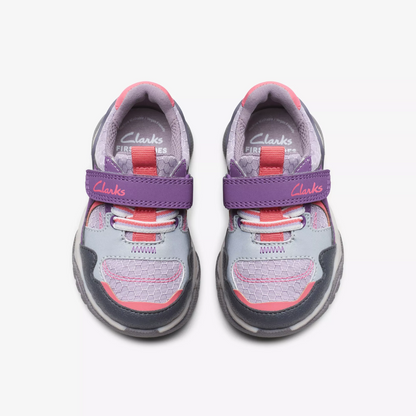 Clarks Feather Jump Todder Trainers | Purple Combi