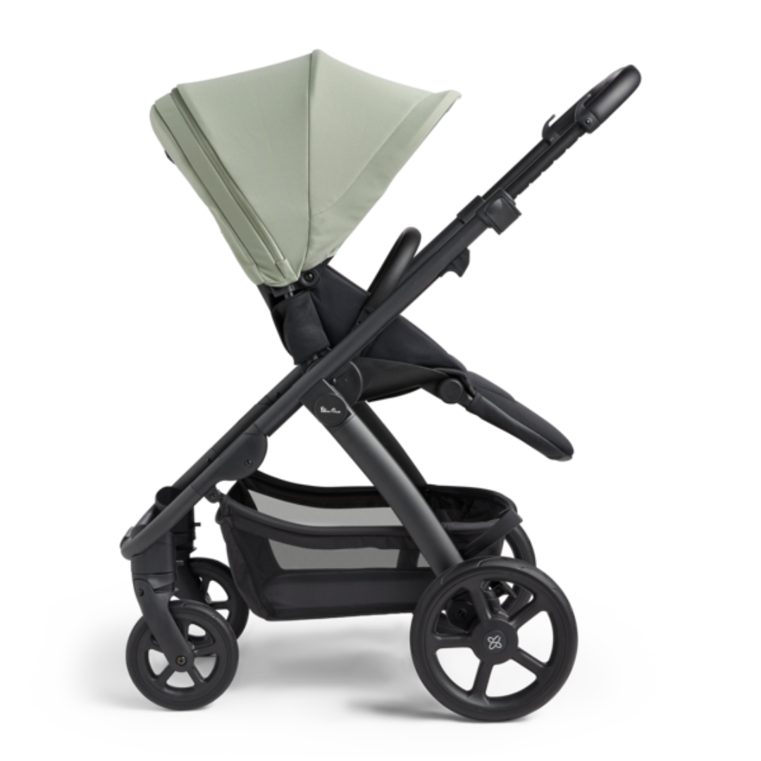 Silver Cross Tide Pushchair, Dream i-Size,Isofix & Accessory Bundle | Sage on Black Chassis