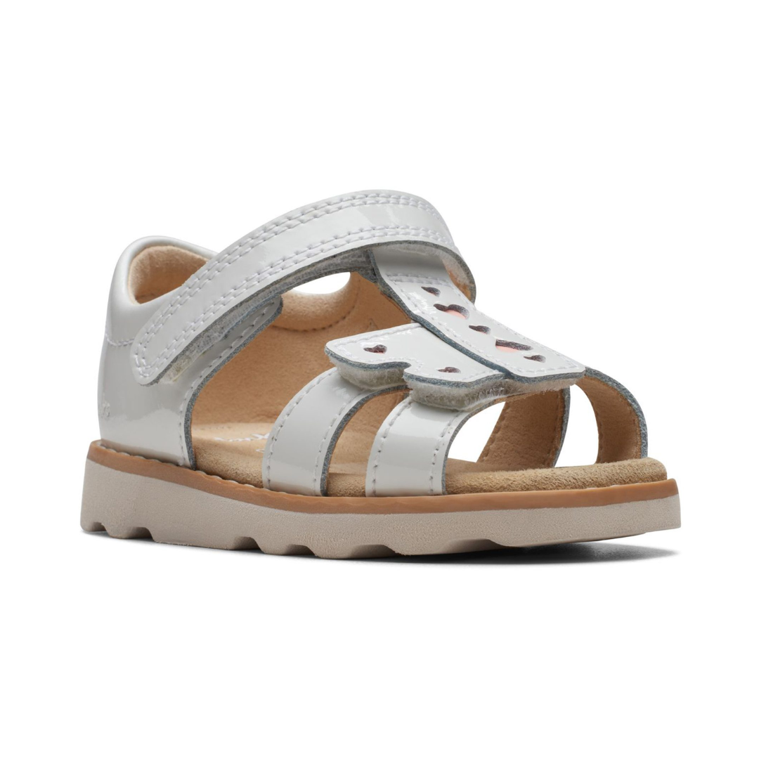 Clarks Crown Beat Toddler Sandals | White Patent 