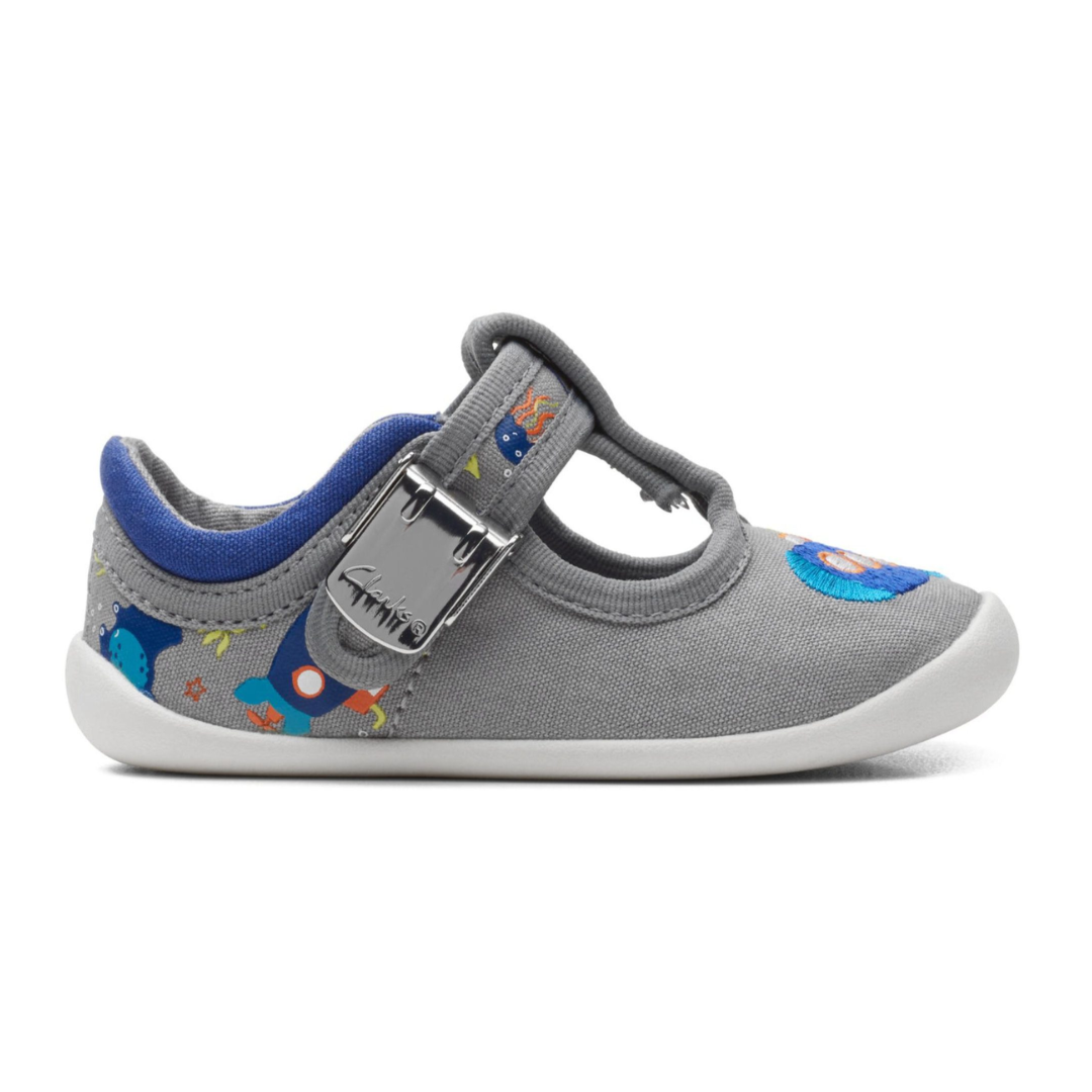 Clarks Roamer Sun Toddler Shoes | Grey Canvas