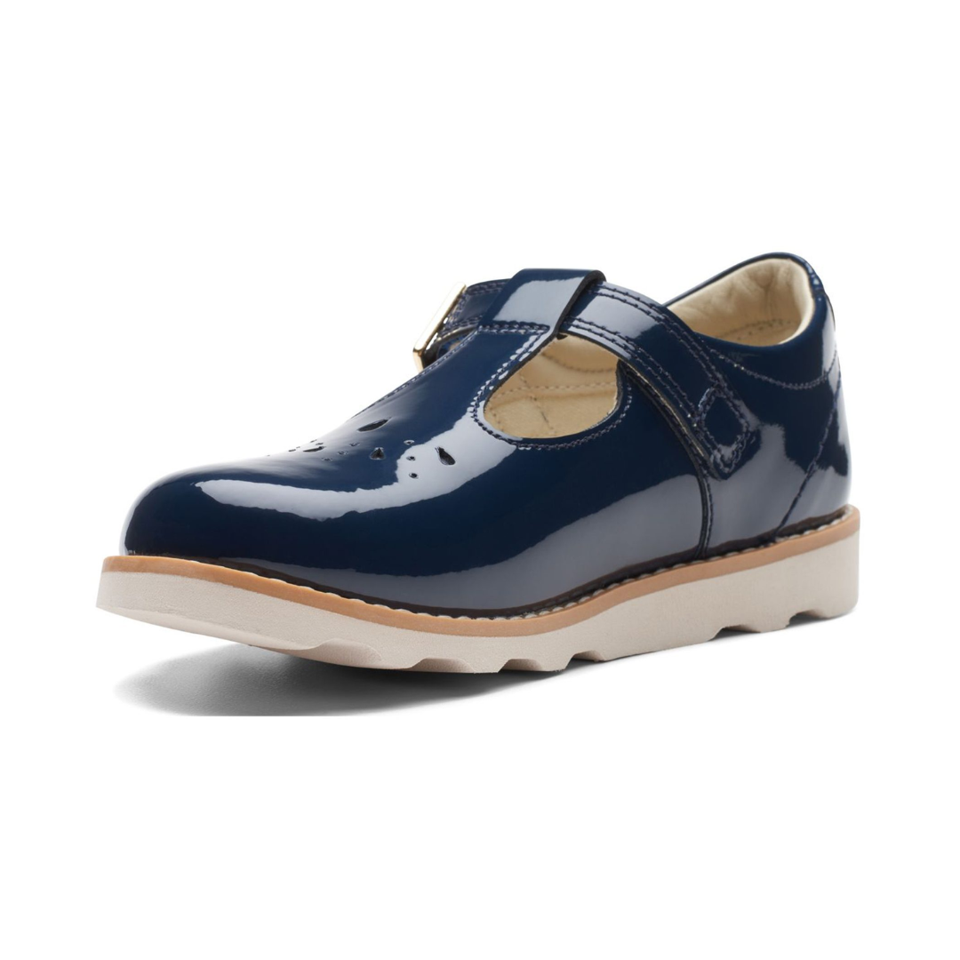 Clarks Crown Print Kids Shoes | Navy Patent