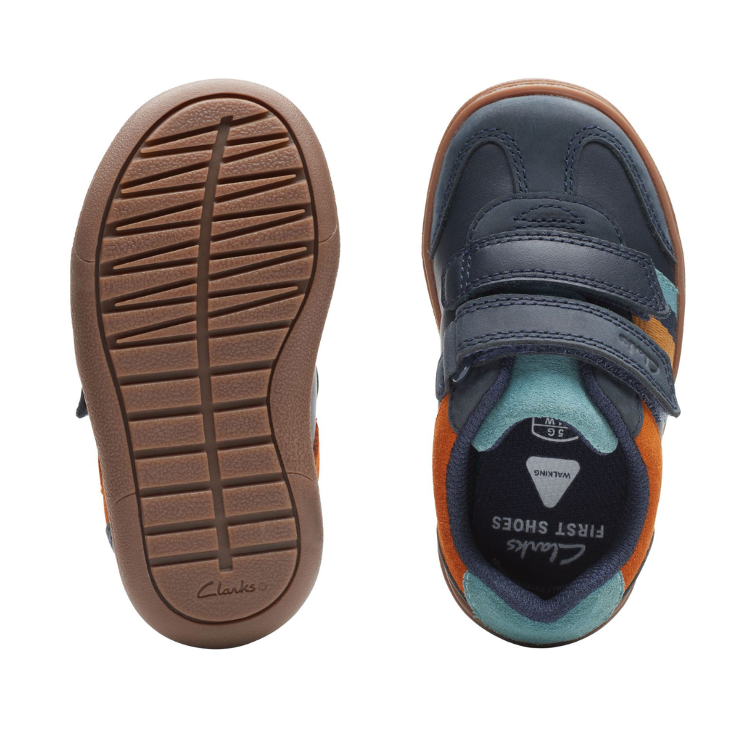 Clarks Flash Den Toddler Shoes | Navy Combi 
