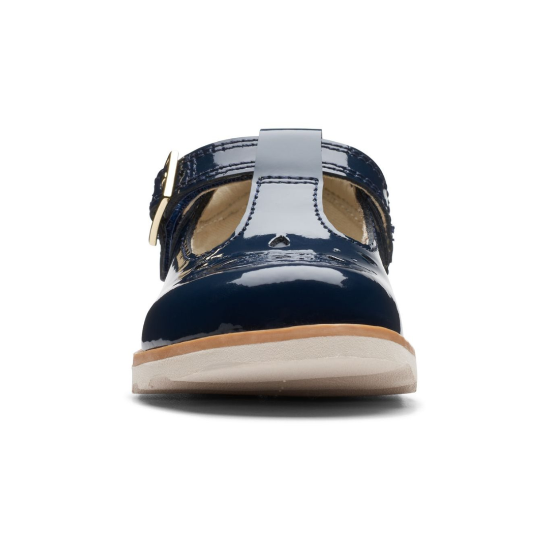 Clarks Crown Print Toddler Shoes | Navy Patent 