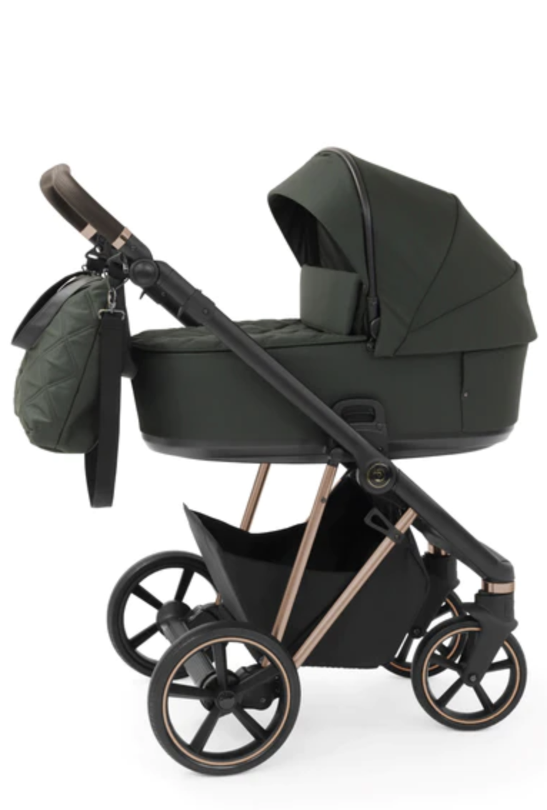 Babystyle Prestige 13 Piece Vogue Travel System - Spruce Green with Copper Gold Chassis (Brown Handle)