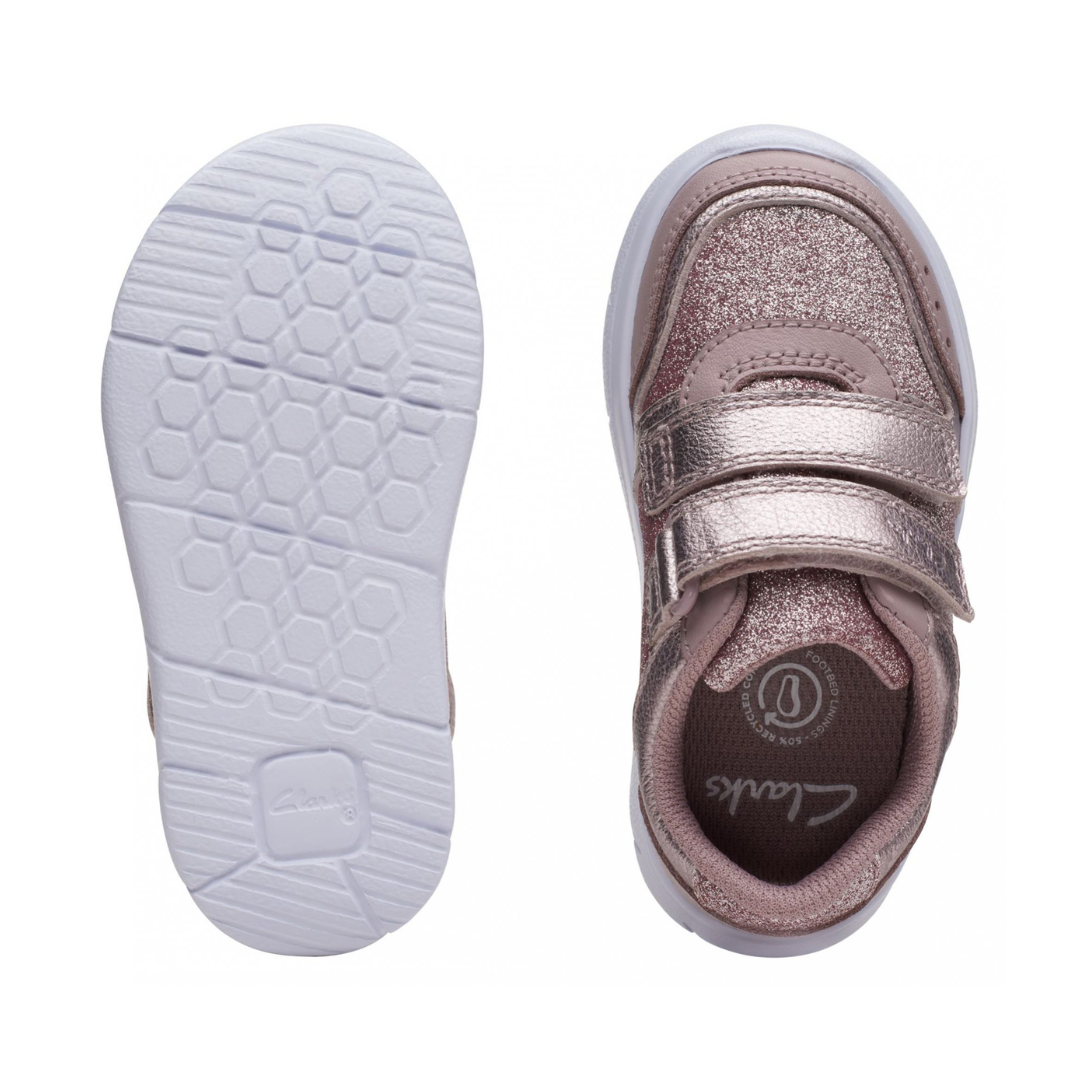 Clarks Ath Sonar Toddler Trainers | Pink Sparkle Leather