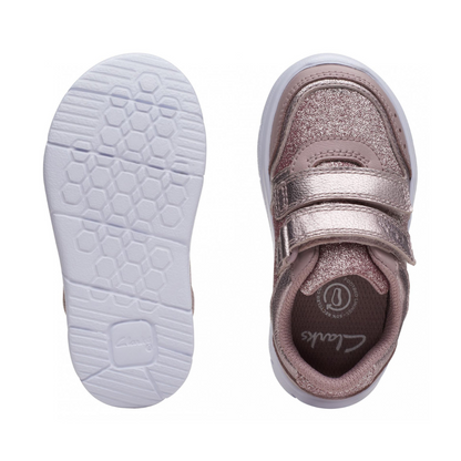 Clarks Ath Sonar Toddler Trainers | Pink Sparkle Leather