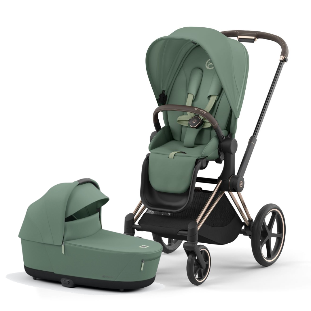 Cybex Priam Pushchair & Lux Carrycot | Leaf Green & Rose Gold