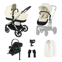 Cybex Eos Lux Pushchair 9 Piece Bundle with Aton B2 Car Seat - Seashell Beige