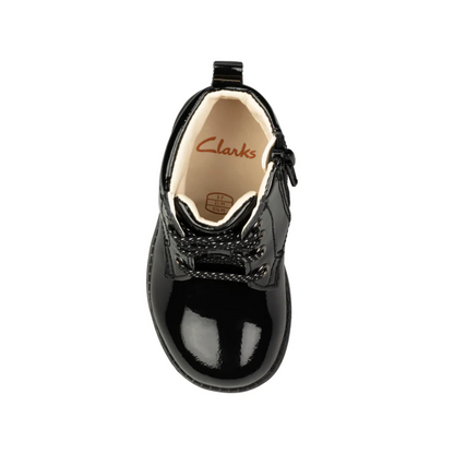 Clarks Dabi Lace Toddler Boots | Black Patent