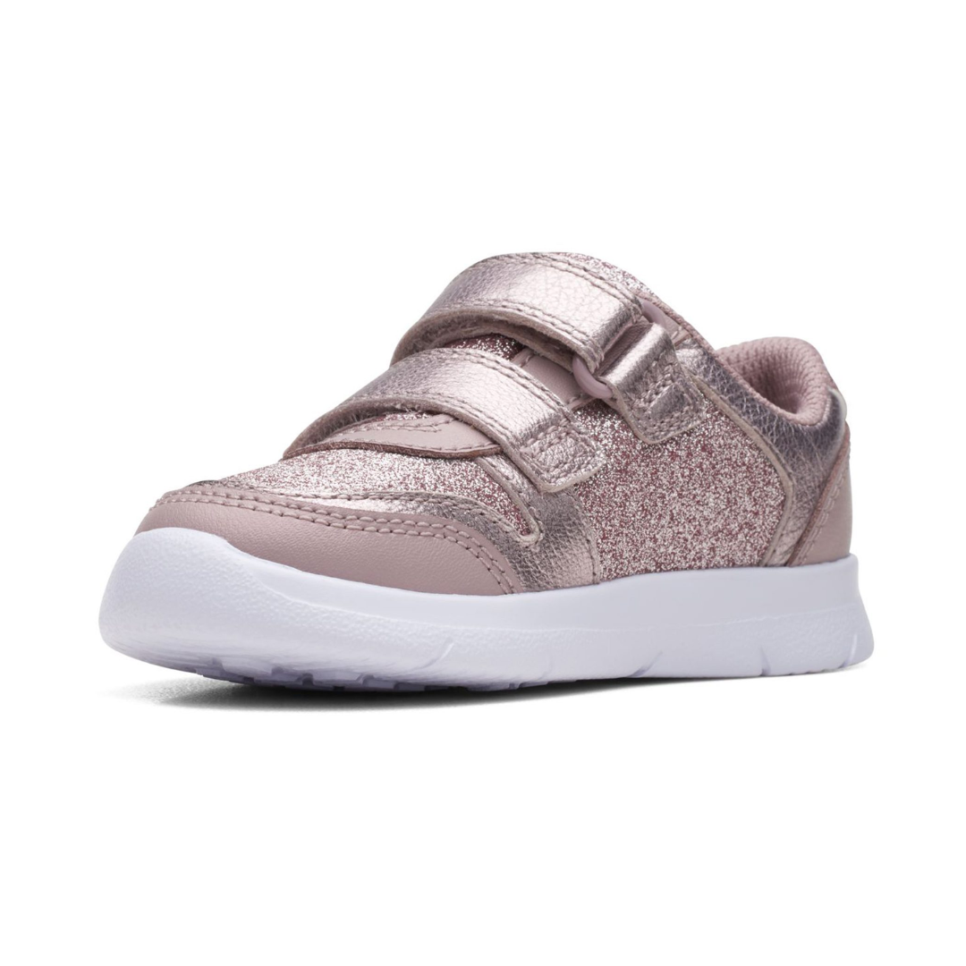 Clarks Ath Sonar Toddler Trainers | Pink Sparkle Leather