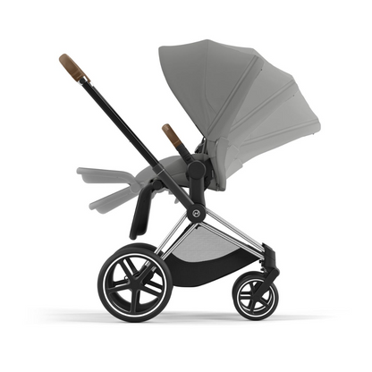 Cybex Priam Pushchair & Cloud T Travel System | Mirage Grey & Chrome (Brown Handle)