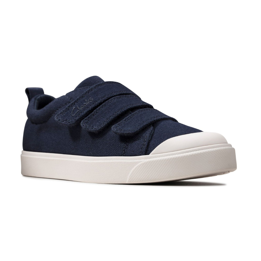 Clarks City Bright Kids Shoes | Navy Canvas