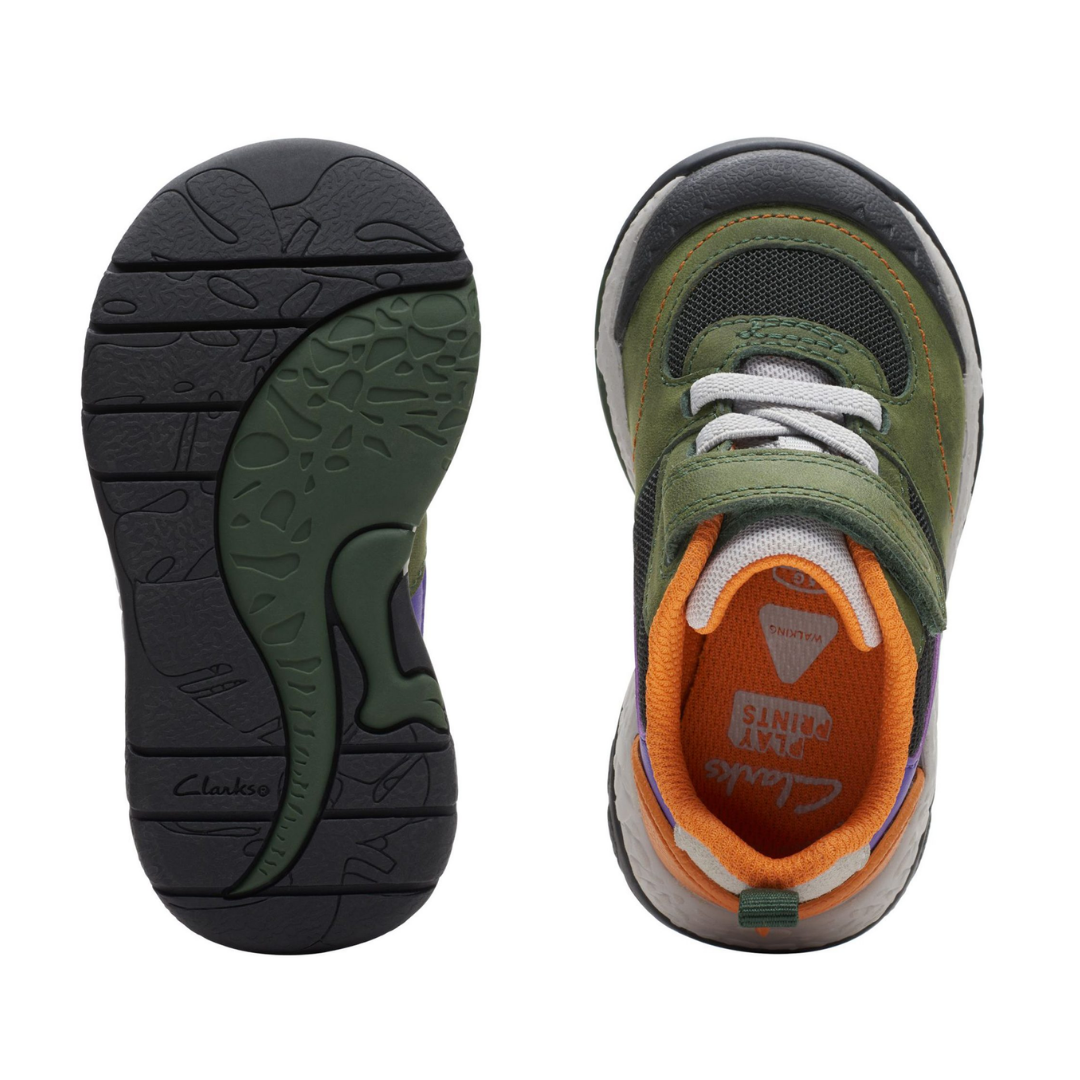 Clarks Steggy Stride Toddler Trainers | Green Combi