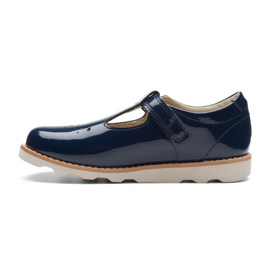 Clarks Crown Print Kids Shoes | Navy Patent