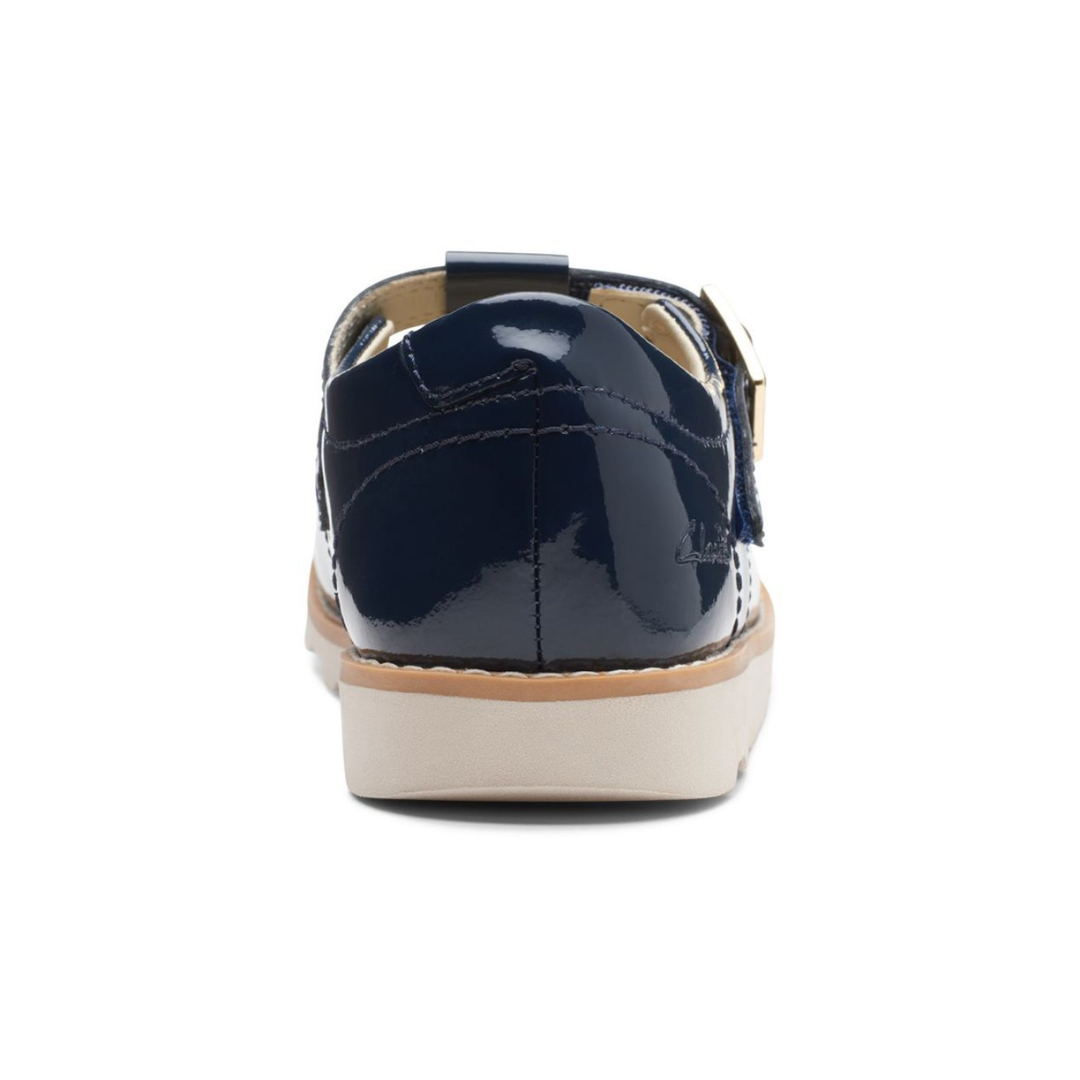 Clarks Crown Print Kids Shoes | Navy Patent