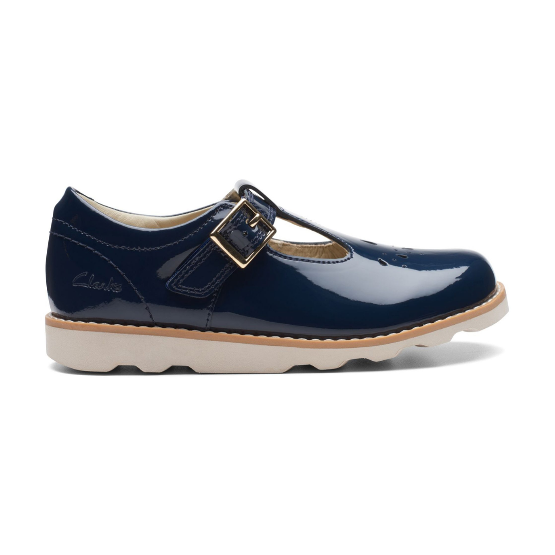 Clarks Crown Print Kids Shoes | Navy Patent