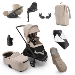 Bugaboo Dragonfly Ultimate Travel System with Cybex Cloud T Car Seat - Black with Desert Taupe