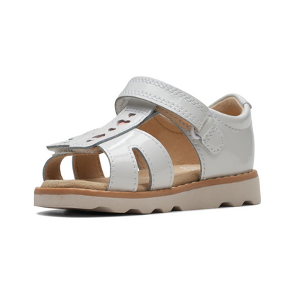 Clarks Crown Beat Toddler Sandals | White Patent 