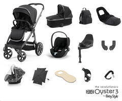 Oyster 3 Ultimate 12 Piece Cybex Cloud T Travel System  | Carbonite (Gun Metal Chassis)