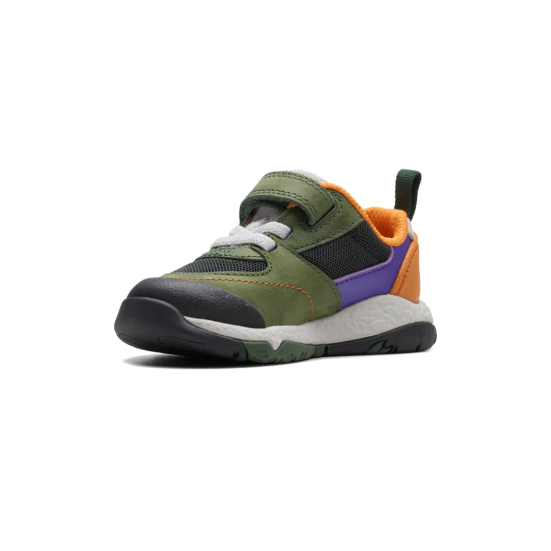 Clarks Steggy Stride Kids Trainers | Green Combi