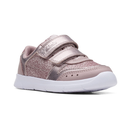 Clarks Ath Sonar Toddler Trainers | Pink Sparkle Leather