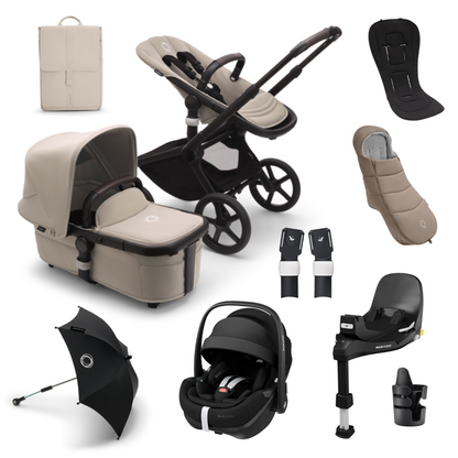 Bugaboo Fox 5 Ultimate Maxi-Cosi Pebble 360 Pro Travel System - Black/Desert Taupe